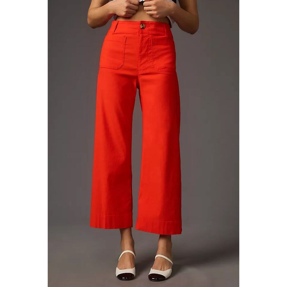 Anthropologie Maeve Colette Wide Leg Pants Red Orange Size 27